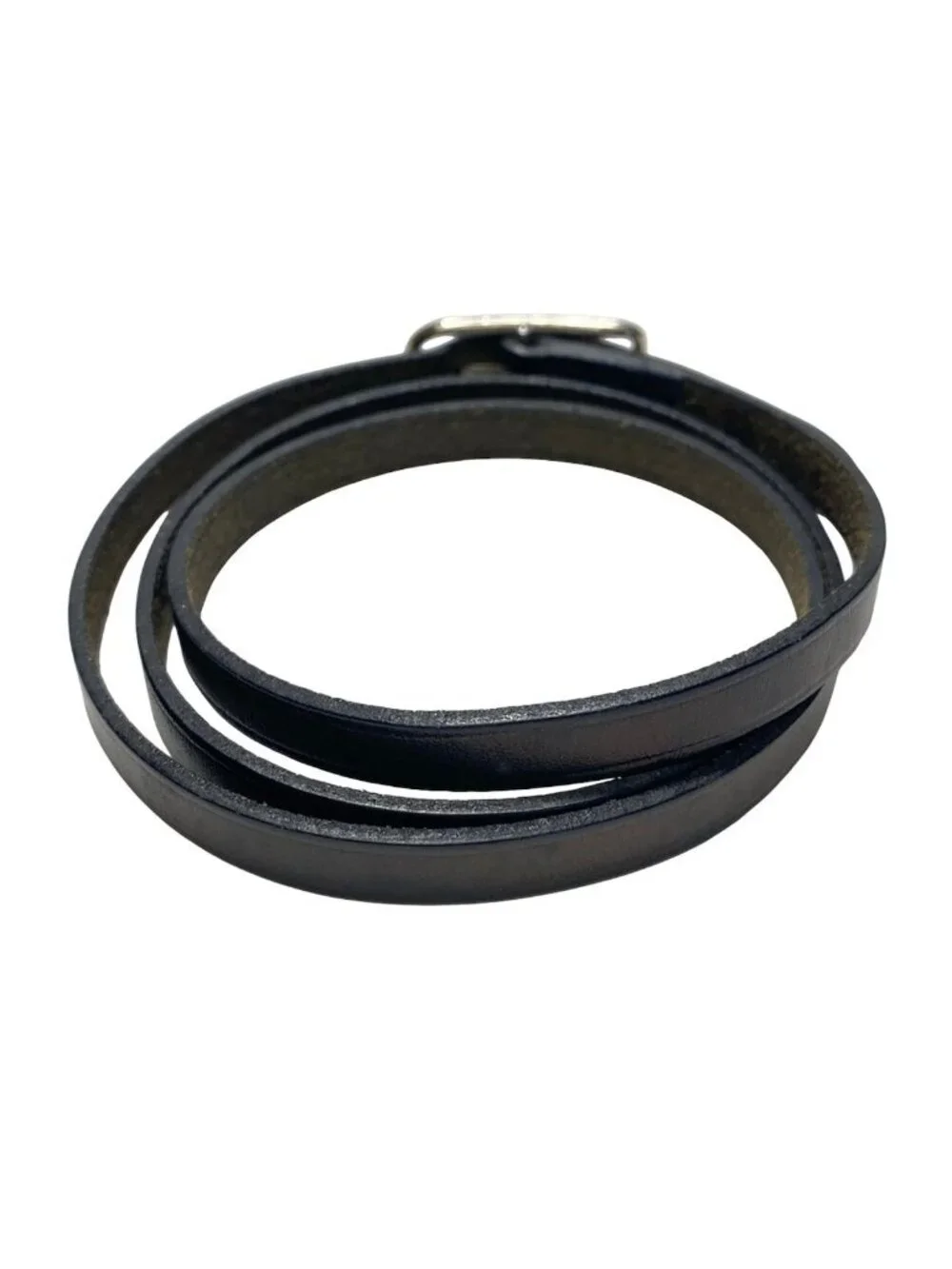 Hermes Bracelet Hapi 1 Leather Black Silver